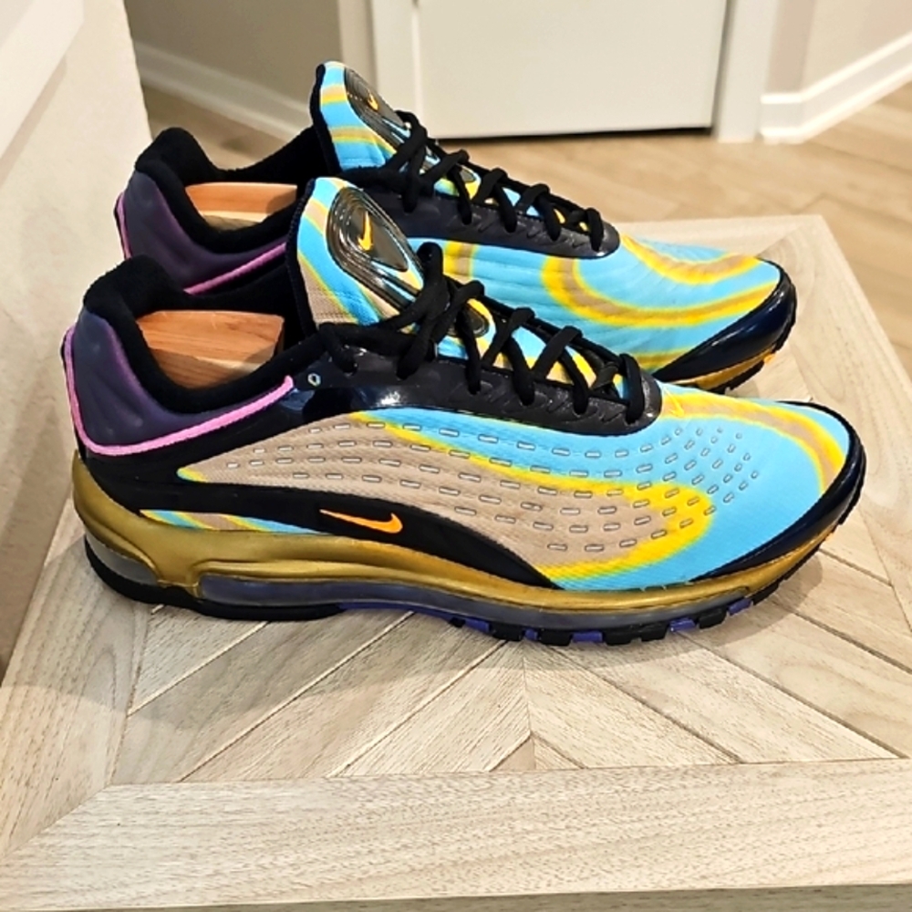 Nike Men's Air Max Deluxe, Size 10.5, Light Blue/Volt/Purple/Pink